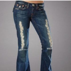 TRUE RELIGION Bobby Distressed Flare Jeans
